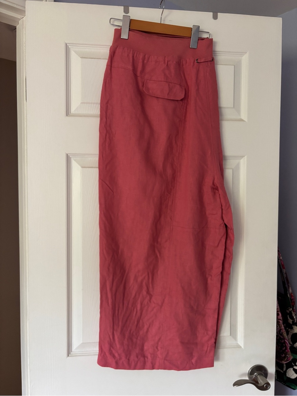 100% Linen, Cropped Pants in Coral
